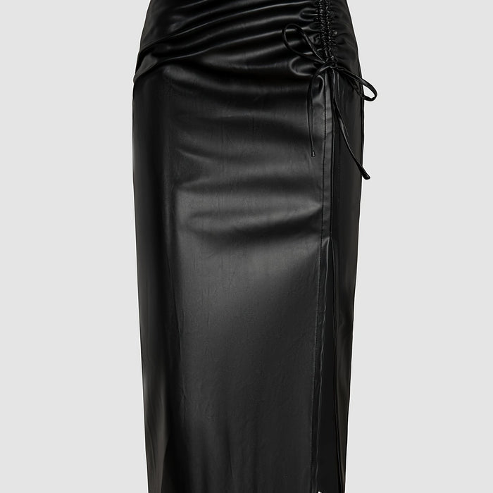 Leather Skirt Office Lady Sheath Skirt Repair Sexy Slit Leather Skirt Skirt