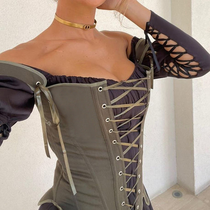 Women Clothing Summer Tie Cinched Waist Slim-Fit Sleeveless Sexy Top Boning Corset Boning Corset Corset