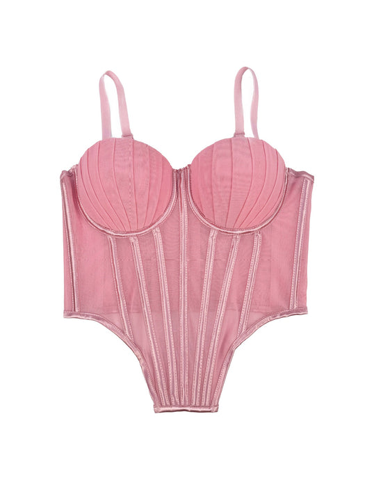 Pleated Design Boning Corset Corset High Grade Outer Wear Bra Strap Coaster Body Shaping Sling