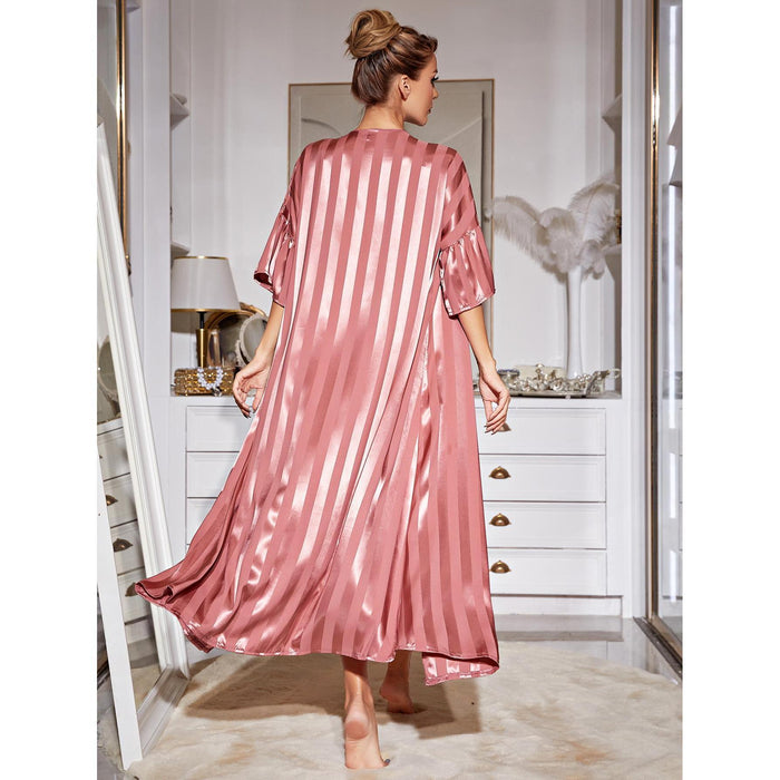 Sling Pajamas Women Two Piece Set Long Robe Silk High Grade Home Wear Set