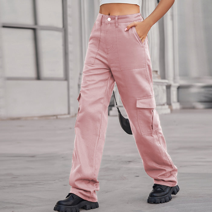 Semi Elastic Design Personality All Matching Work Clothes Trousers Women