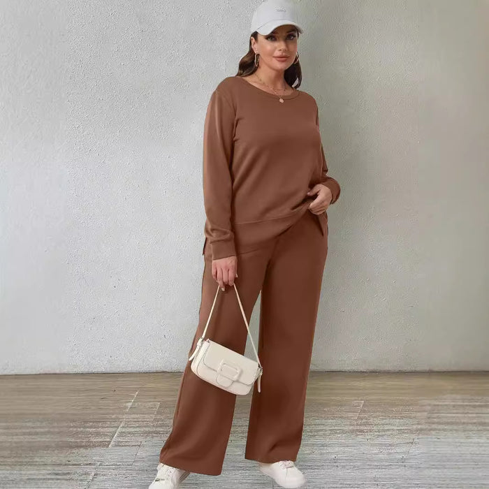 Women Autumn Winter Comfort Long Sleeved Trousers Casual Two Piece Suit