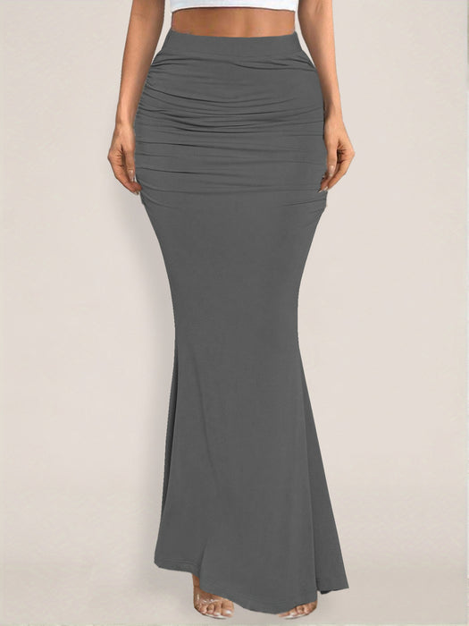 Summer Skirt Sexy Slim Hip Pleated Wide Hem Maxi