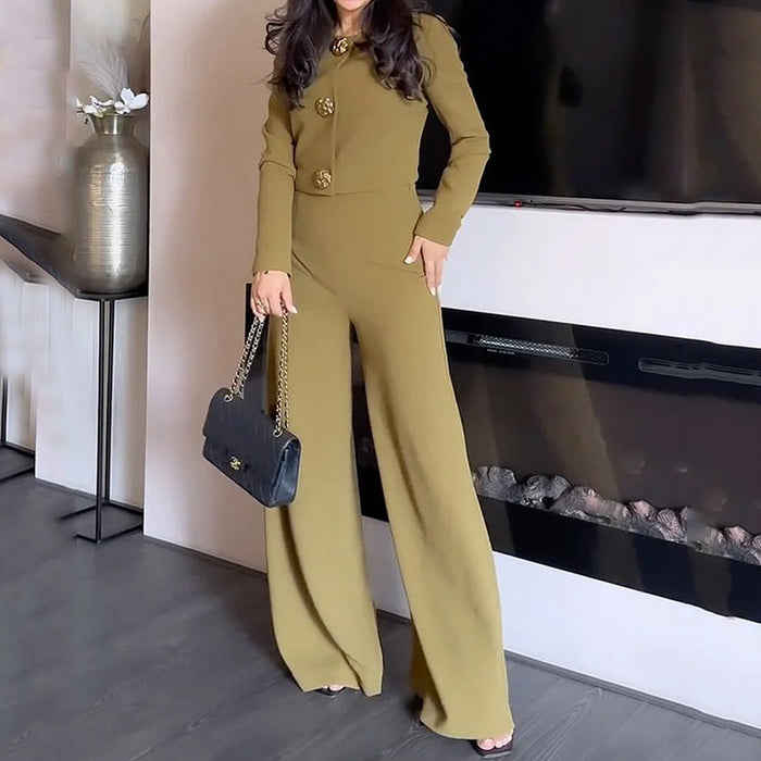 Autumn Elegant Long Sleeved Trousers Two Piece Set