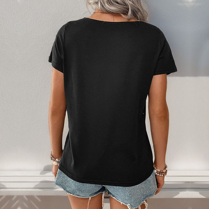 Summer Women Short Sleeve Striped Stitching T Shirt Women