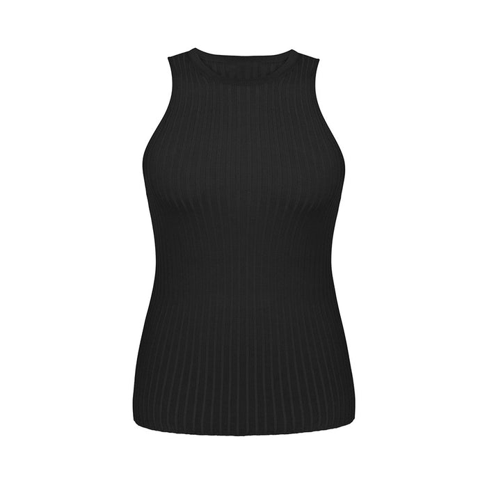 Knitted Vest Summer Sexy Sunken Stripe Hollow Out Cutout Vest Slim Sleeveless Knitted Top