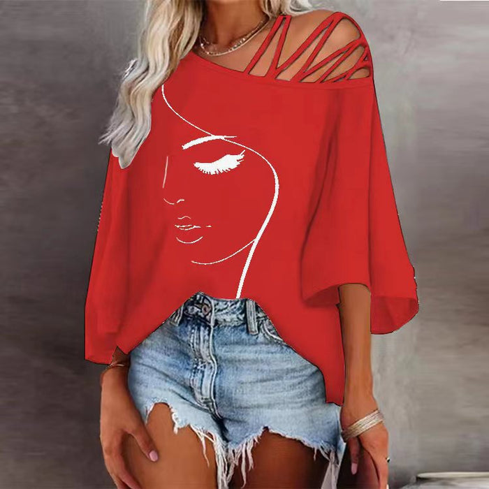 Autumn Stitching Loose Casual Top Women Printed T shirt