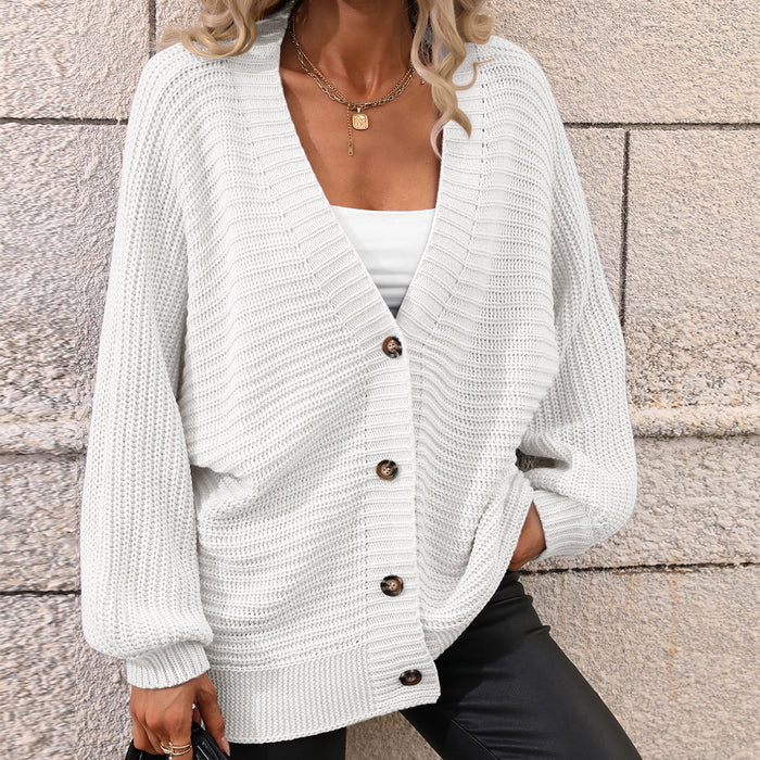 Autumn Winter Knitting Women Single Breasted Solid Color Knitted Cardigan Loose Sweater Women