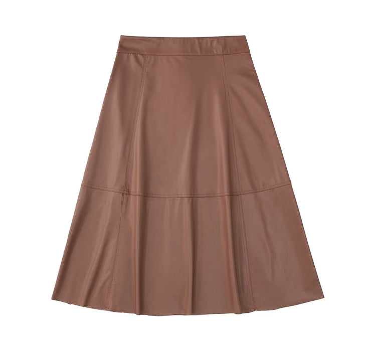 Women Clothing Minority Elegant High Waist Faux Leather Skirt