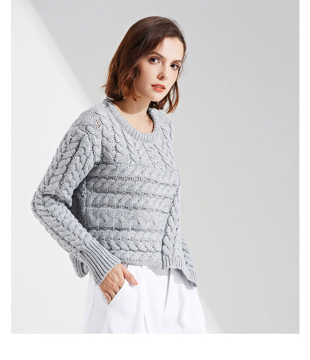 Loose Sweater Women Cable Knit Pullover Knitwear Autumn Lazy Top Knitted Sweater Tide