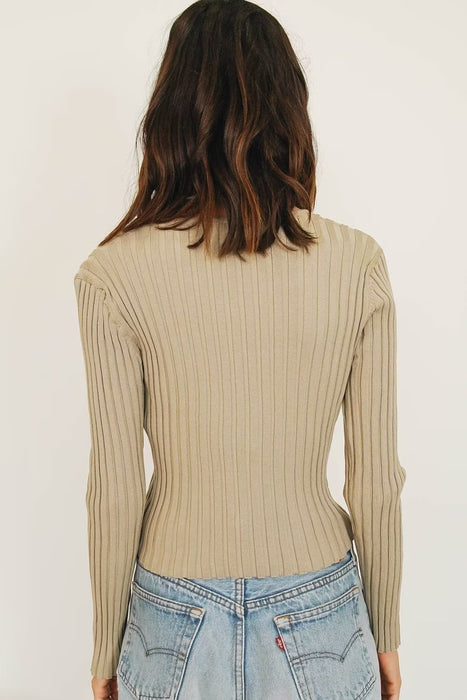 V neck Stretch Bottoming Long Sleeve Breasted Short Slim Top Women Autumn Sunken Stripe Sweater