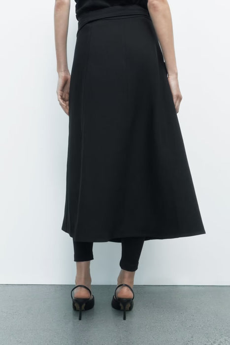 Winter Casual High Waist Show Thin Black Pleated A line Skirt Women