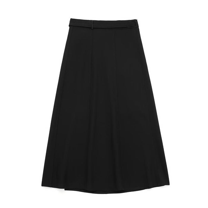 Winter Casual High Waist Show Thin Black Pleated A line Skirt Women