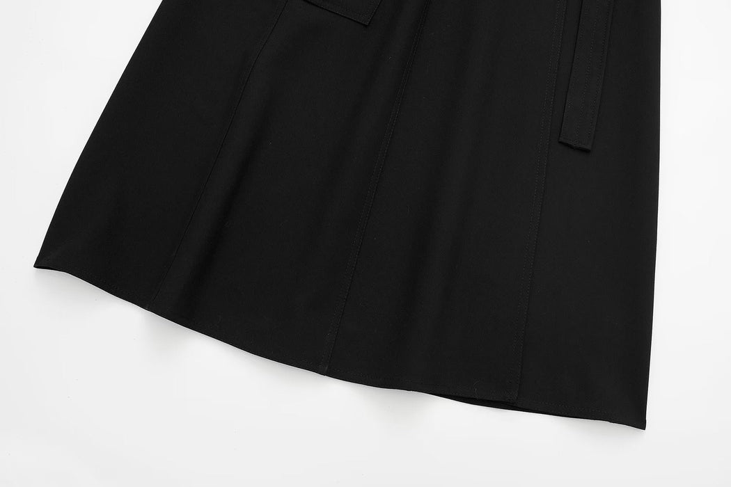 Winter Casual High Waist Show Thin Black Pleated A line Skirt Women