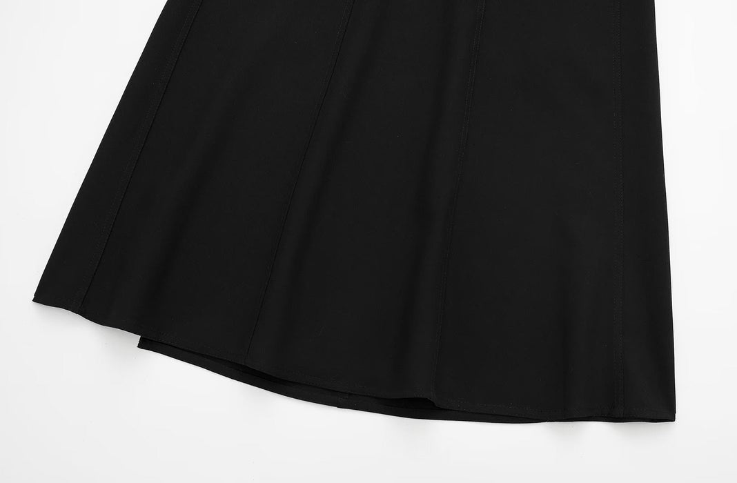 Winter Casual High Waist Show Thin Black Pleated A line Skirt Women