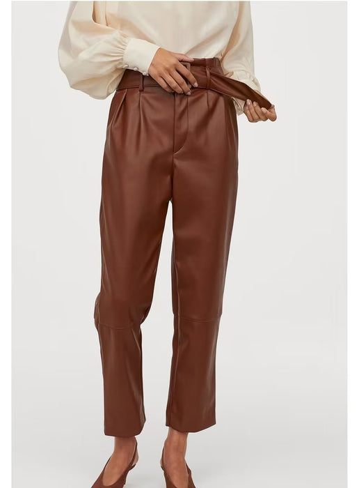 Summer High Waist plus Velvet Faux Leather Pants Casual Pants