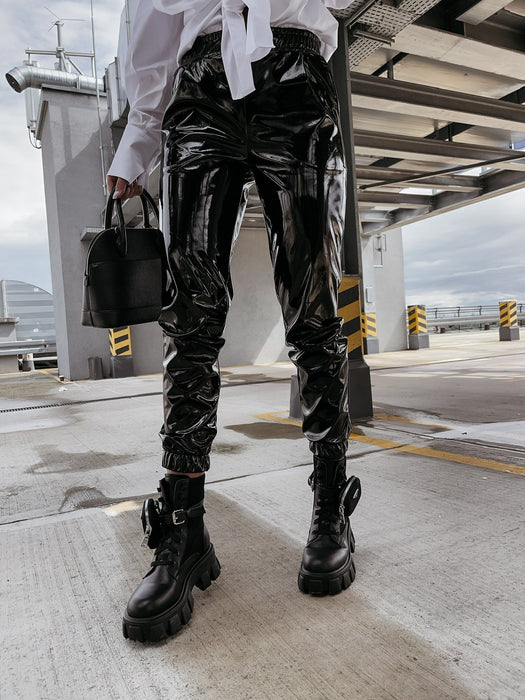 Leather Women Pants Casual Sports Faux Leather Trousers