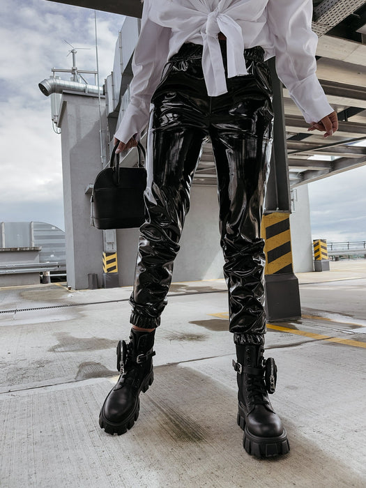 Leather Women Pants Casual Sports Faux Leather Trousers