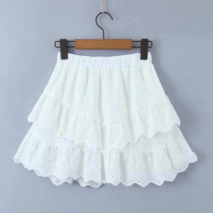 Spring Women Organza Jacquard Ultra Short High Waist Long Sleeves Small Set