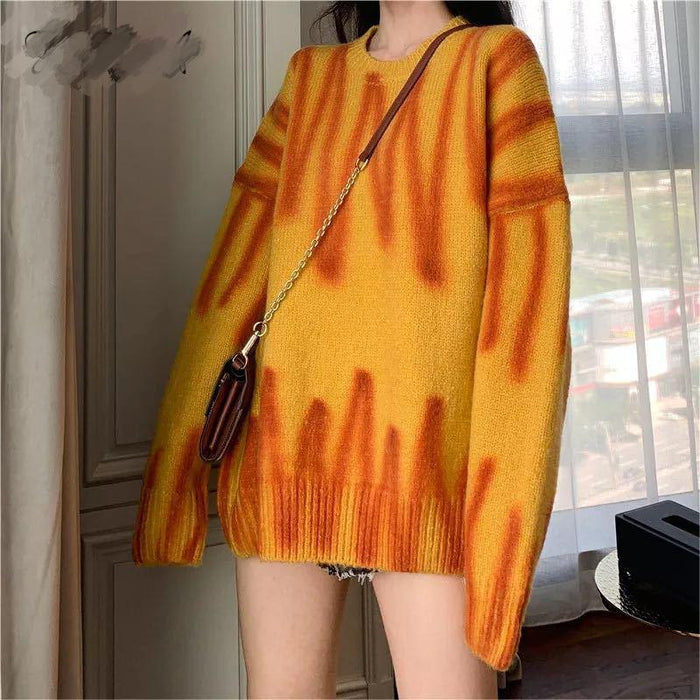 Pullover Women Autumn Winter Loose Sweater Korean Printed Sweater