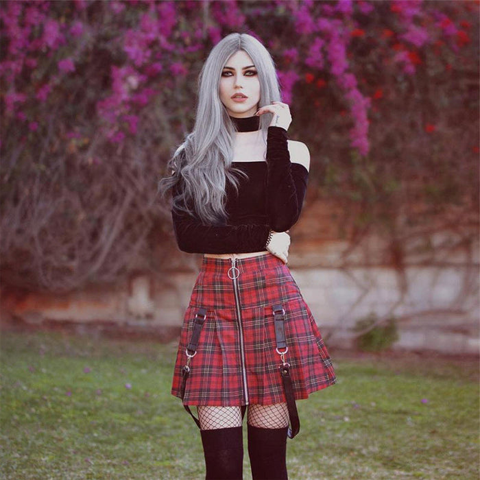 Skirt   Plaid Zipper A- line Skirt Skirt