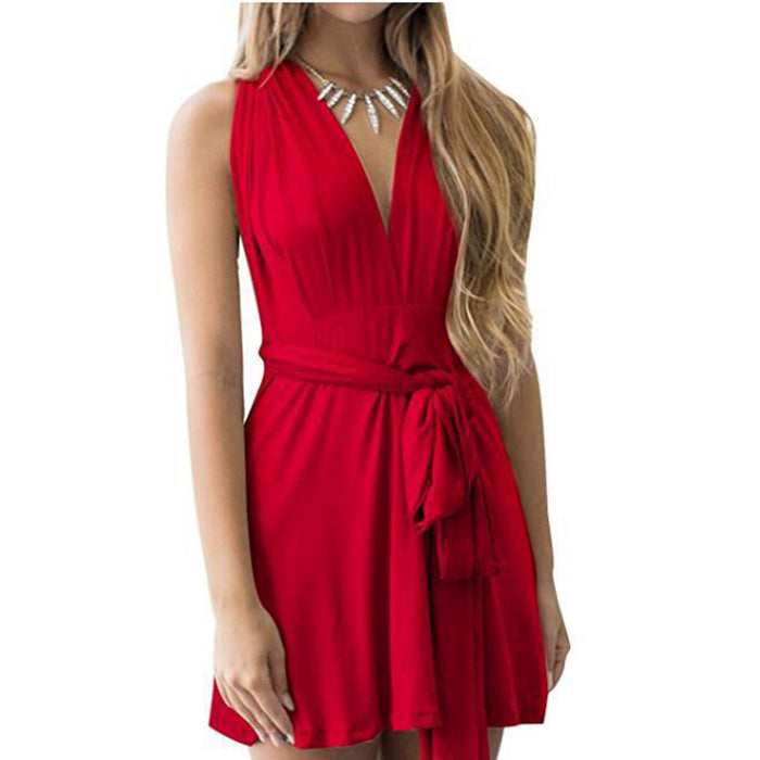 Women Clothing Super Sleeveless Sling Backless Dress