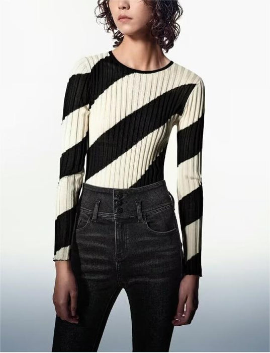 Winter Contrast Color Bottoming Slim Sweater Women