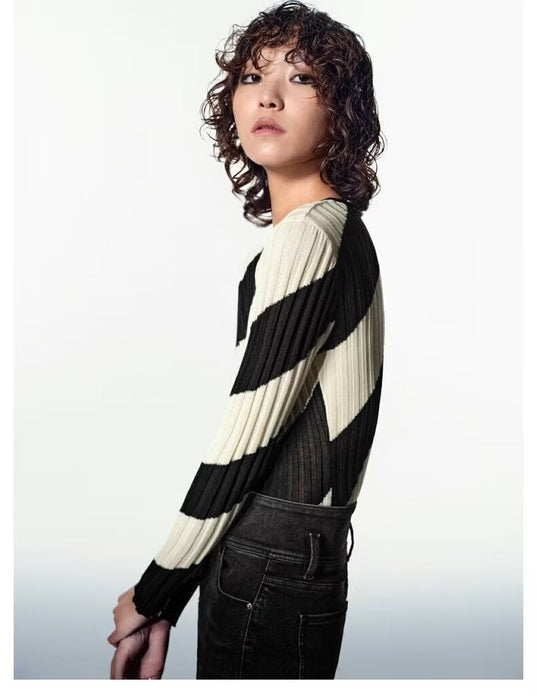 Winter Contrast Color Bottoming Slim Sweater Women