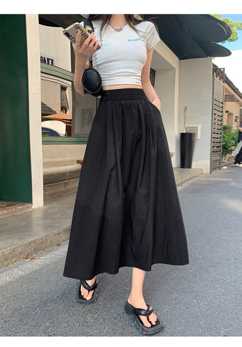 High Waist Skirt Women Summer Texture Wrinkle Idle Umbrella Skirt Small over the Knee Large Swing Dress