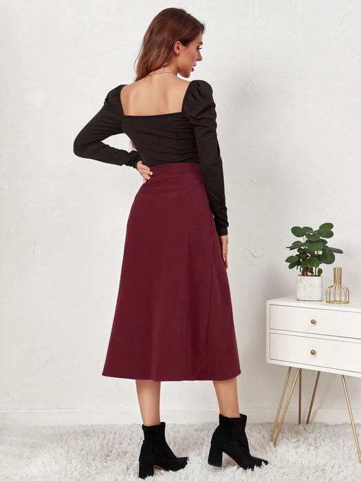 Women Clothing Boutique Corduroy Skirt Single Breasted High Waist Autumn Winter Maxi Women Skirt