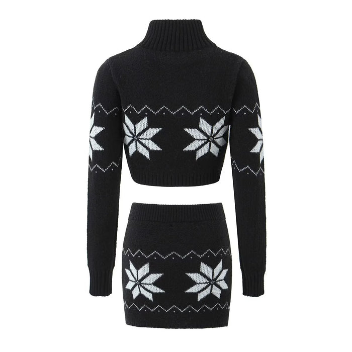 Summer Women Clothing Zipper Short Snowflake Sweater Sweater