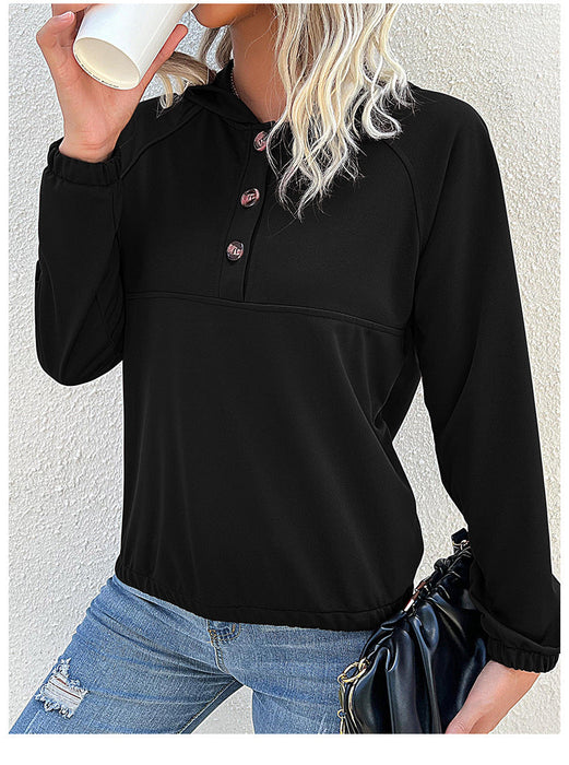 Women Clothing Long Sleeve Solid Color Hooded Autumn Winter Sweater