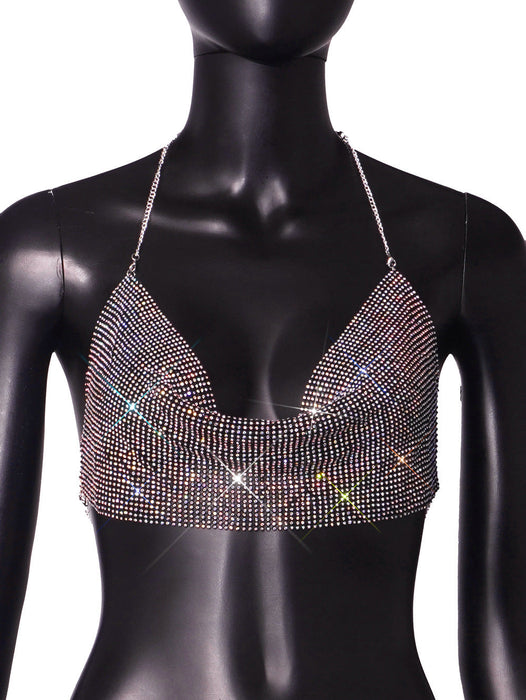 Direct Nightclub Metal Chain Sequin Sling Tube Top