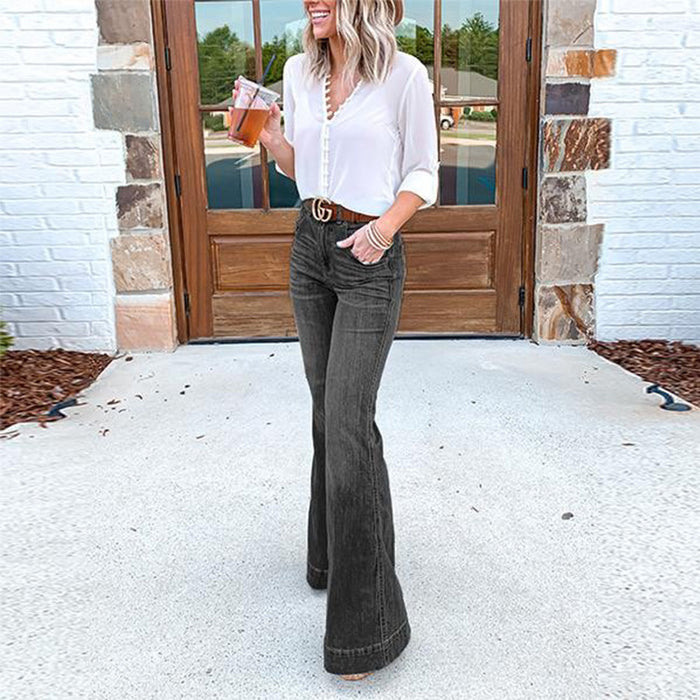 Women Jeans Slim Slimming Wide Leg Pants Trousers Jeans