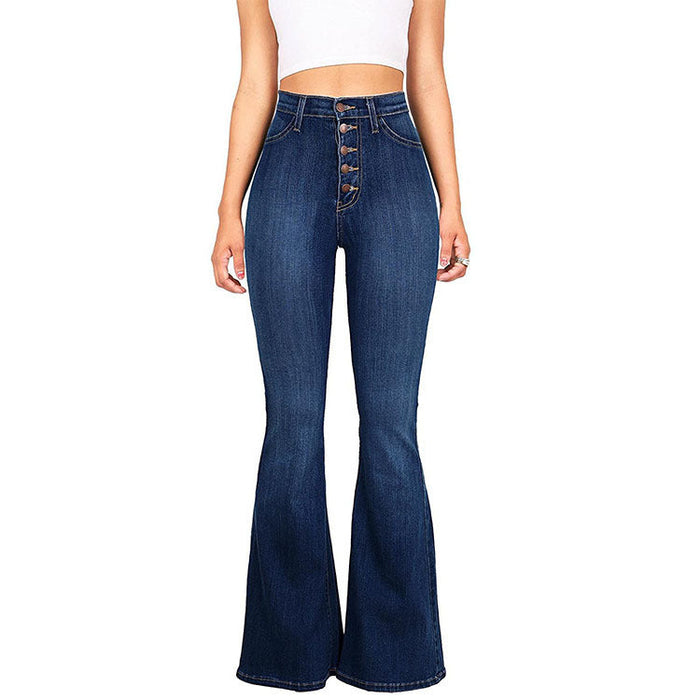 Ladies Jeans High Waist Clinch Wide Leg Jeans for Women