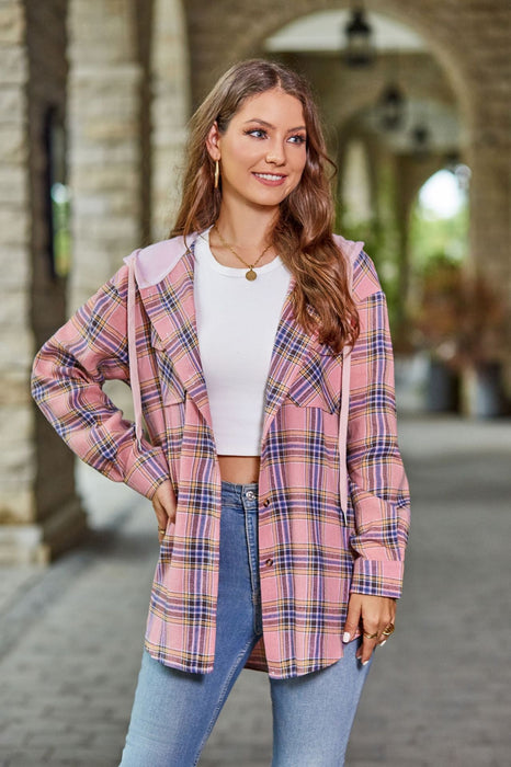 Women Clothing Autumn Winter Women Casual Hoodie Plaid Shirt