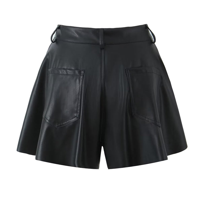 Autumn Winter Women Clothing Leather Short Pantskirt Skirt