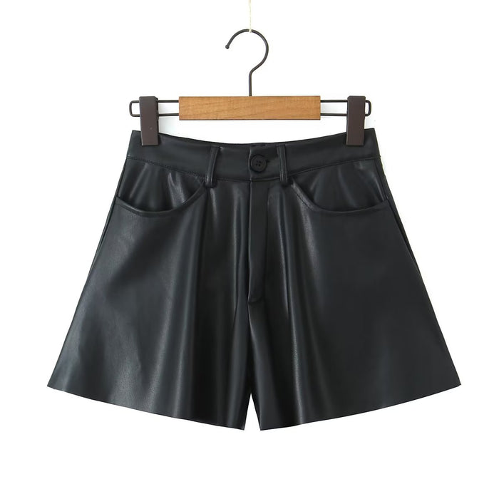 Autumn Winter Women Clothing Leather Short Pantskirt Skirt