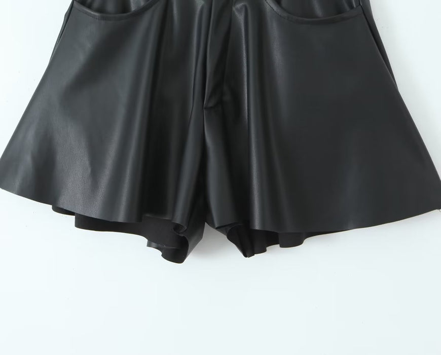 Autumn Winter Women Clothing Leather Short Pantskirt Skirt