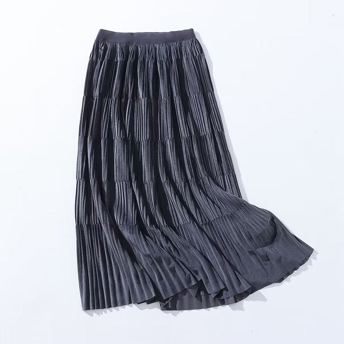 Autumn Casual Simple Skirt Fashionable Stylish Women High Waist Stitching A line Skirt