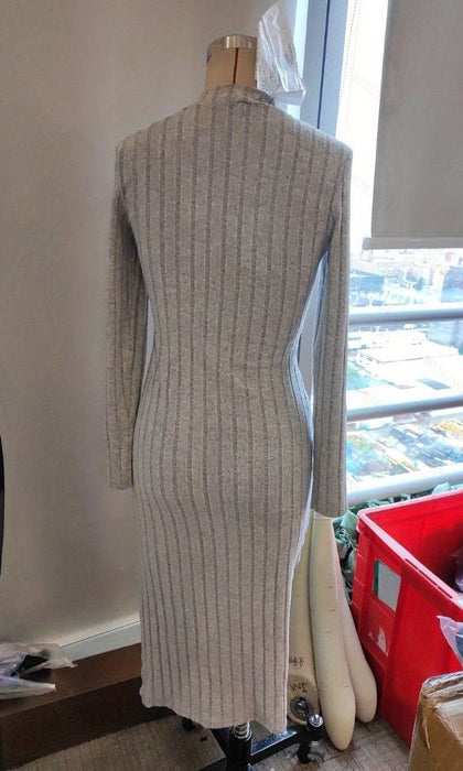 Women Spring Autumn Winter Knitted Jacquard Tight Sexy Sheath Mid Length Dress Women Clothing