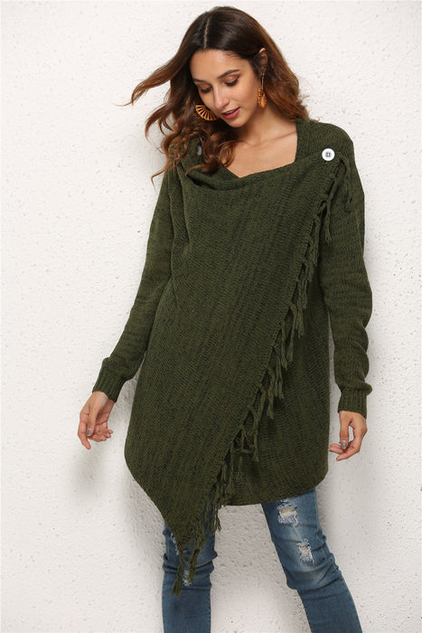 Autumn Winter plus Size Women Clothes Tassel Knitted Sweater Coat