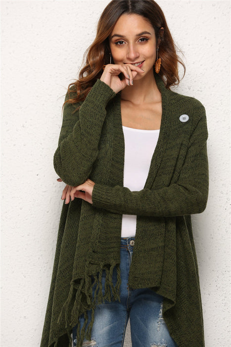 Autumn Winter plus Size Women Clothes Tassel Knitted Sweater Coat