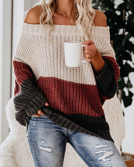 Winter Women Sweater off Neck Thickened Sweater Women