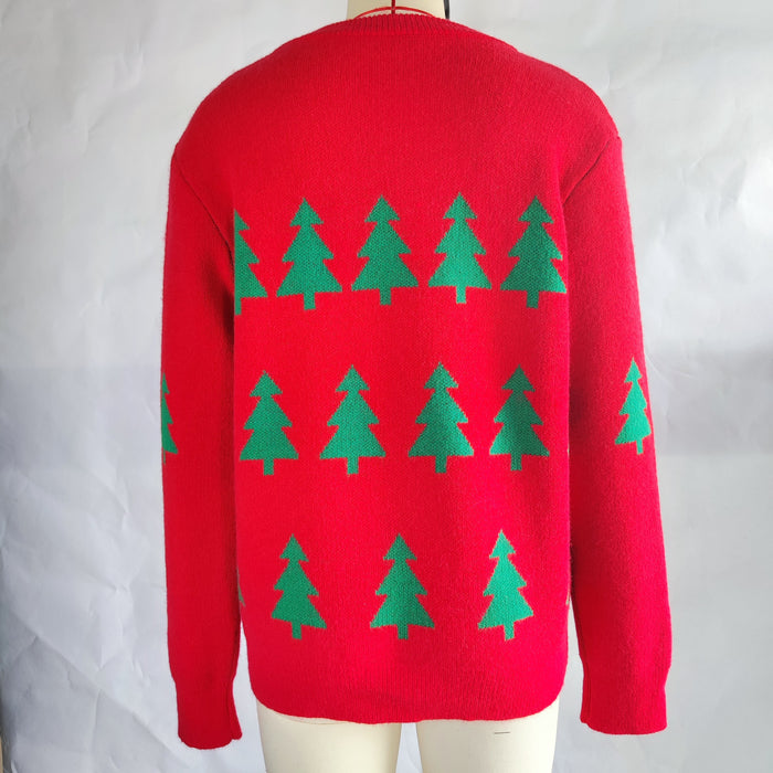 Christmas Tree Jacquard Christmas Sweater Women Casual Pullover Sweater