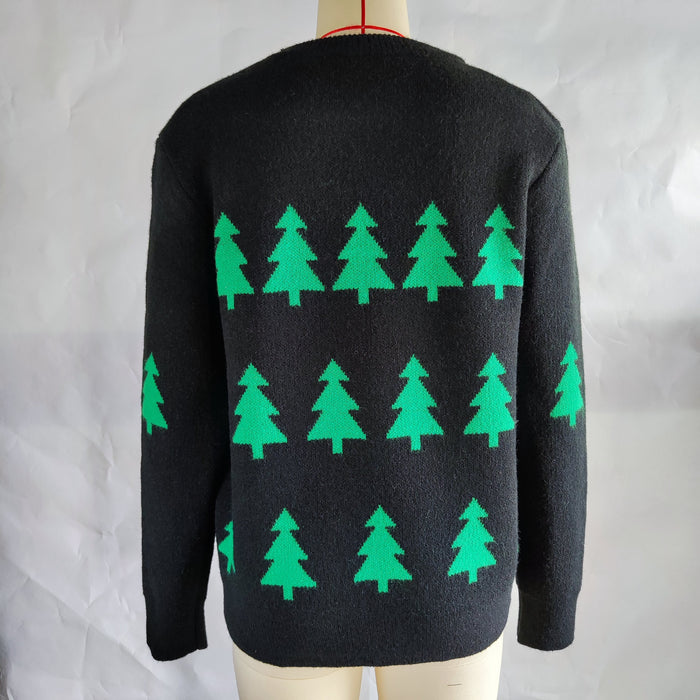 Christmas Tree Jacquard Christmas Sweater Women Casual Pullover Sweater