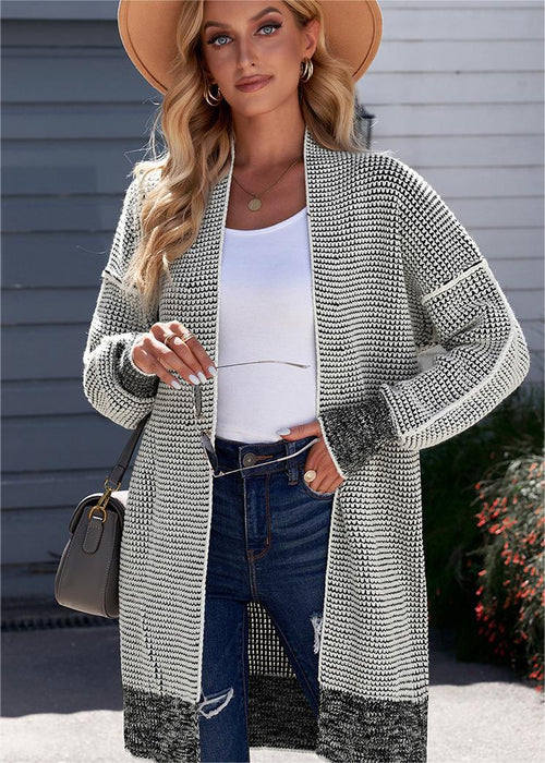 Autumn Winter Women Clothing Mid Length Knitted Smocking Women Sweater Cardigan