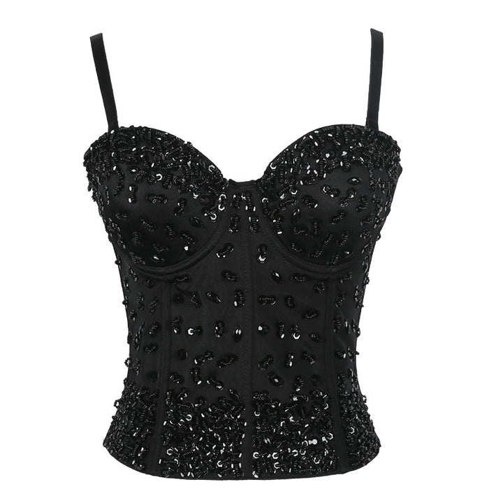 Slimming Corset Beaded Sequ Waist Strap Three Dimensional with Chest Pad Small Women Heavy Work Vest Women