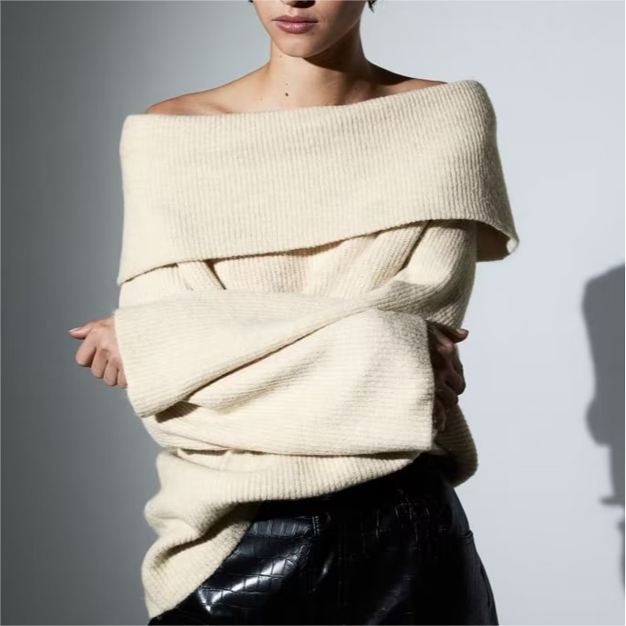 Sexy Off Shoulder Knitwear Top Women Autumn Winter Sweater