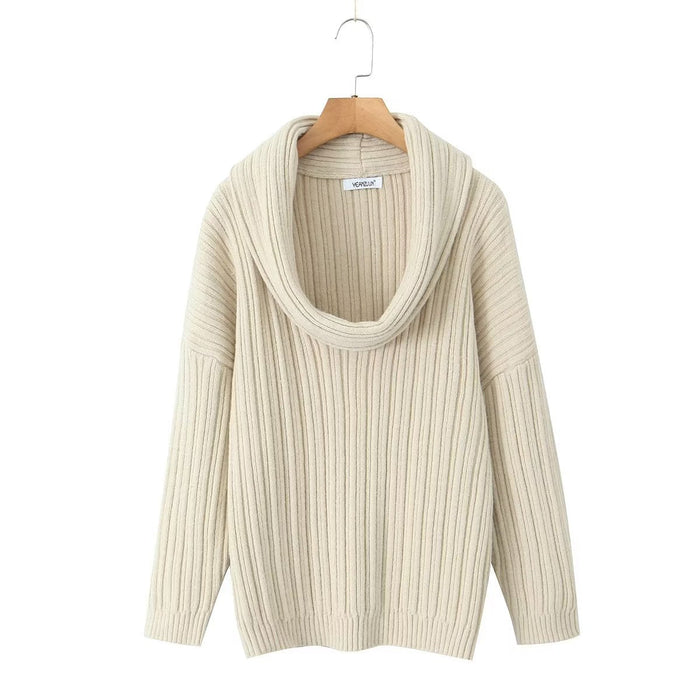 Women Clothing French Sexy Turtleneck off Shoulder Casual Long Sleeve Pullover Thick Sweater